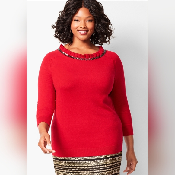 EMBELLISHED-NECK TOP - Picture 12 of 12